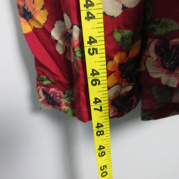 Karen Scott Floral Midi Dress S Red Rayon Smocked Waist Cottagecore Boho Vtg 276 - Picture 6 of 7